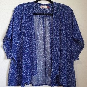 SO HERITAGE BLUE FLORAL KIMONO/coverup SIZE M